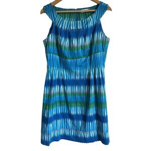 Calvin Klein Size 12 Blue Green White Pencil Dress Colorful Artsy Bright Vibrant